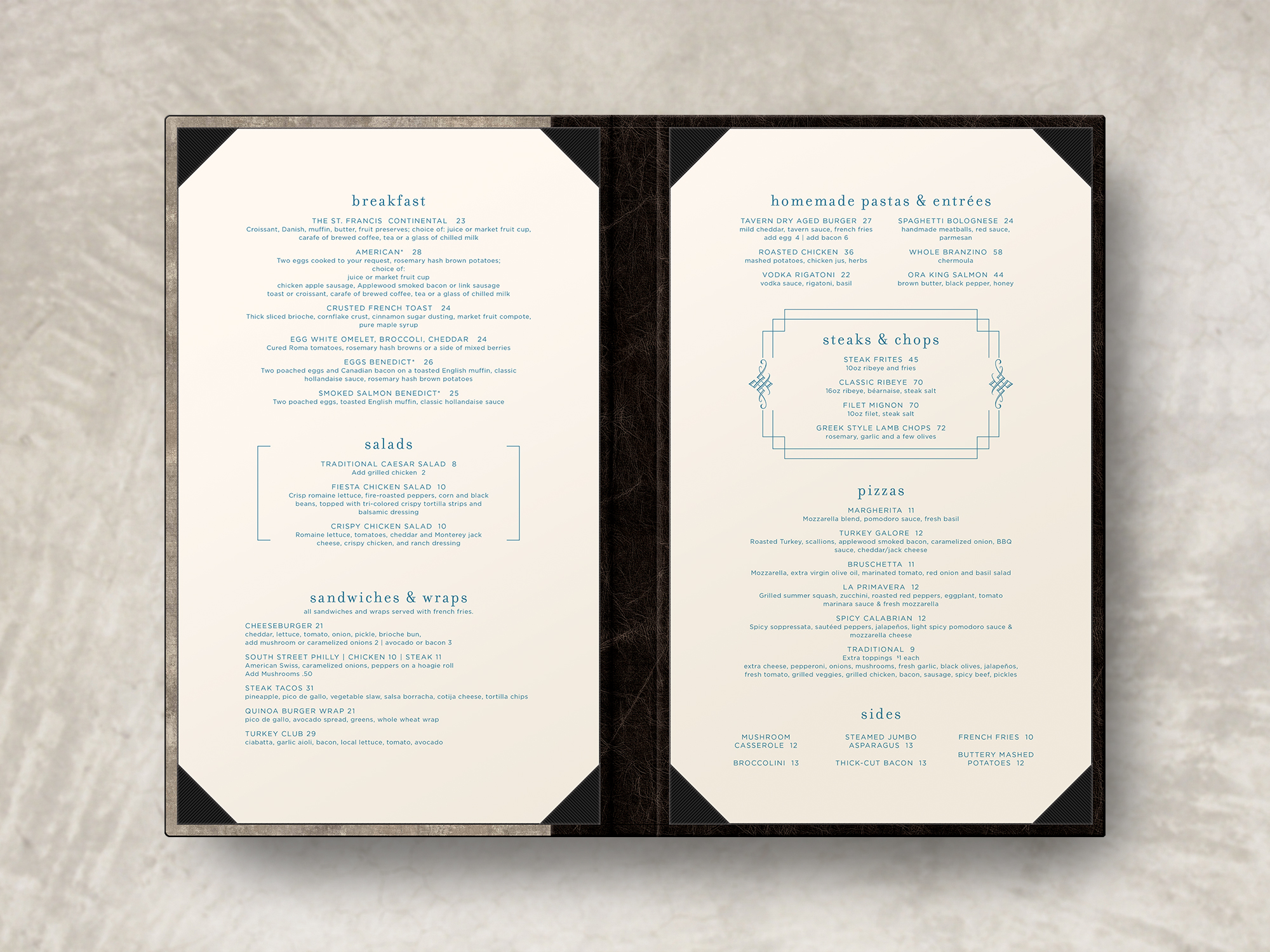 Formal Menu Cover (#0187) - Cleveland Menu Printing